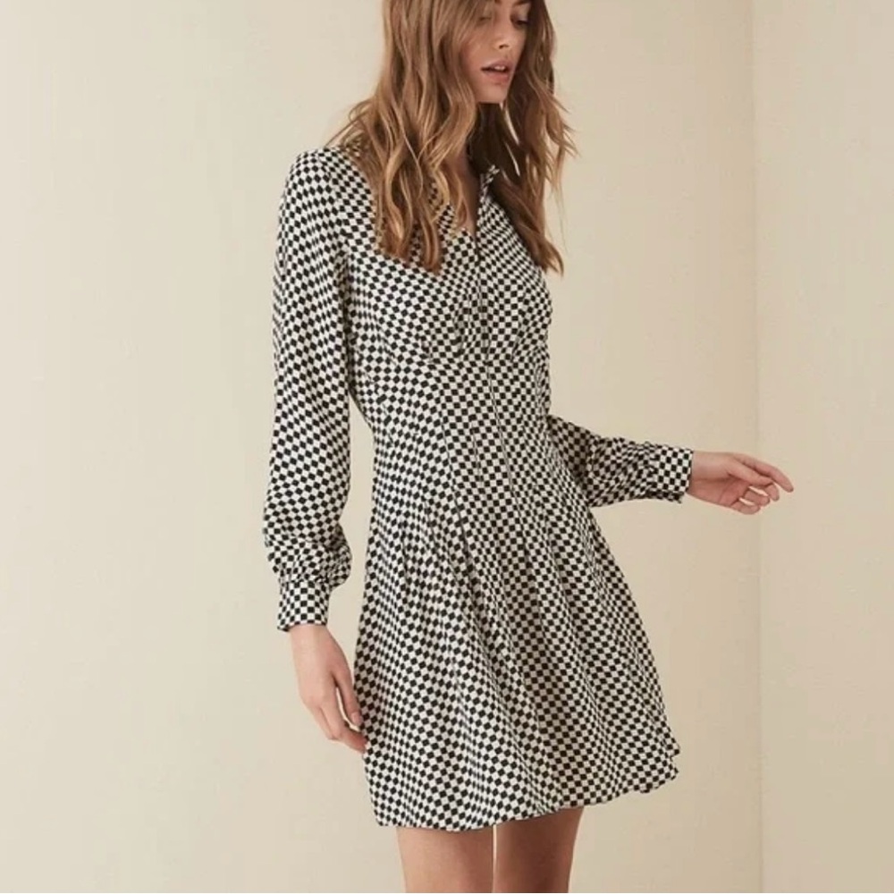 Reiss Black and White Long Sleeve Sundress